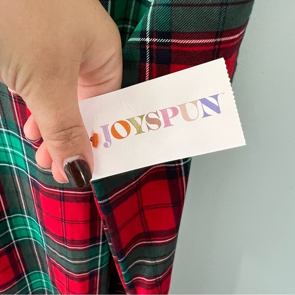 Joyspun Red and Green Plaid Short Sleeve Sleep Dress w/ Pockets Cheer Large XL - Picture 6 of 9